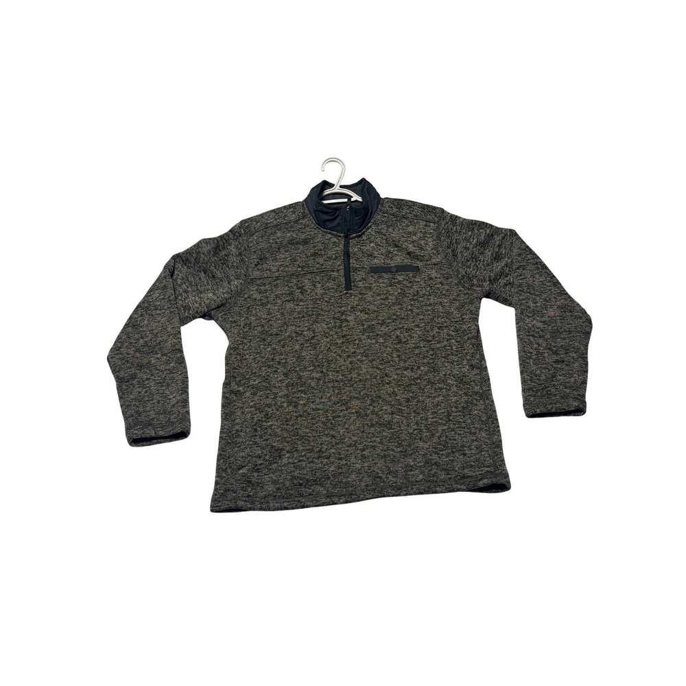 Eddie Bauer Mens Pullover Fleece Quarter Zip Sweater Large Gray Heather